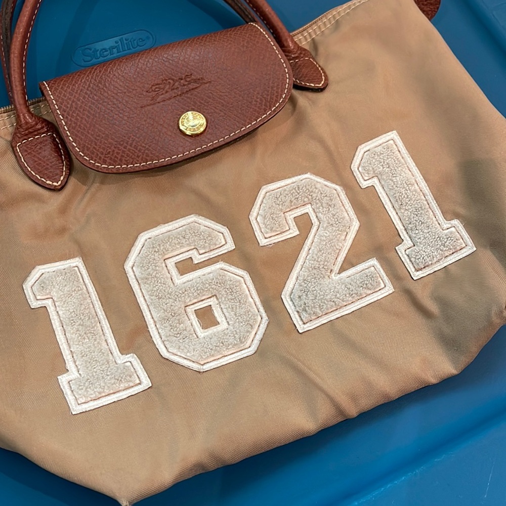 Longchamp small bag special limited edition beige with terry cloth numbers Y2K - Picture 3 of 12